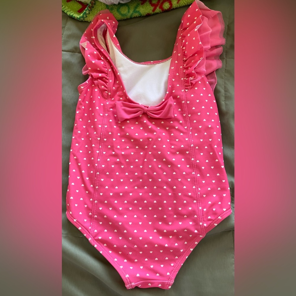 Pink Ruffled Heart-Patterned waterfall Swimsuit Ruffle Butts - Picture 5 of 6
